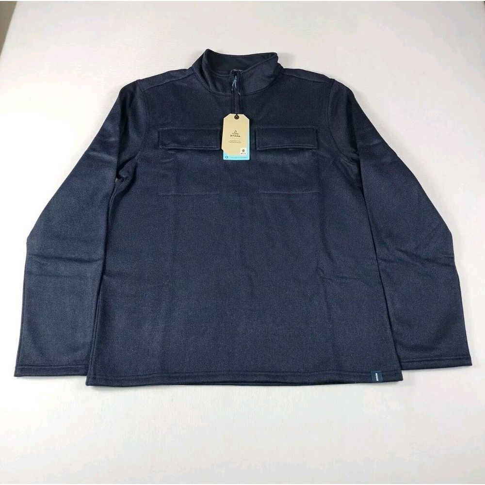 PRANA‎ Brookland 1/4 Zip Sweater Mens Medium Blue Gorpcore Outdoors Wool Hiking